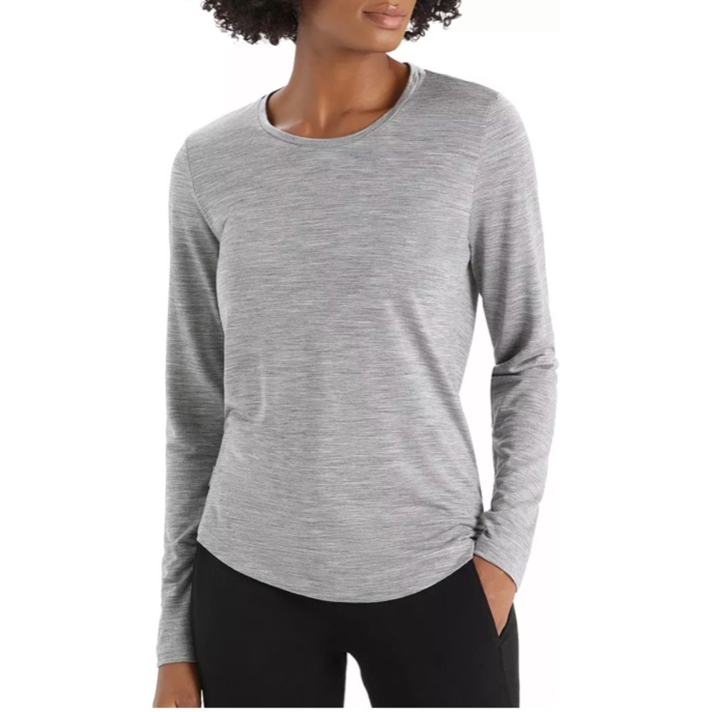 Women's Long-Sleeve Scoop Neck Top - Light Gray